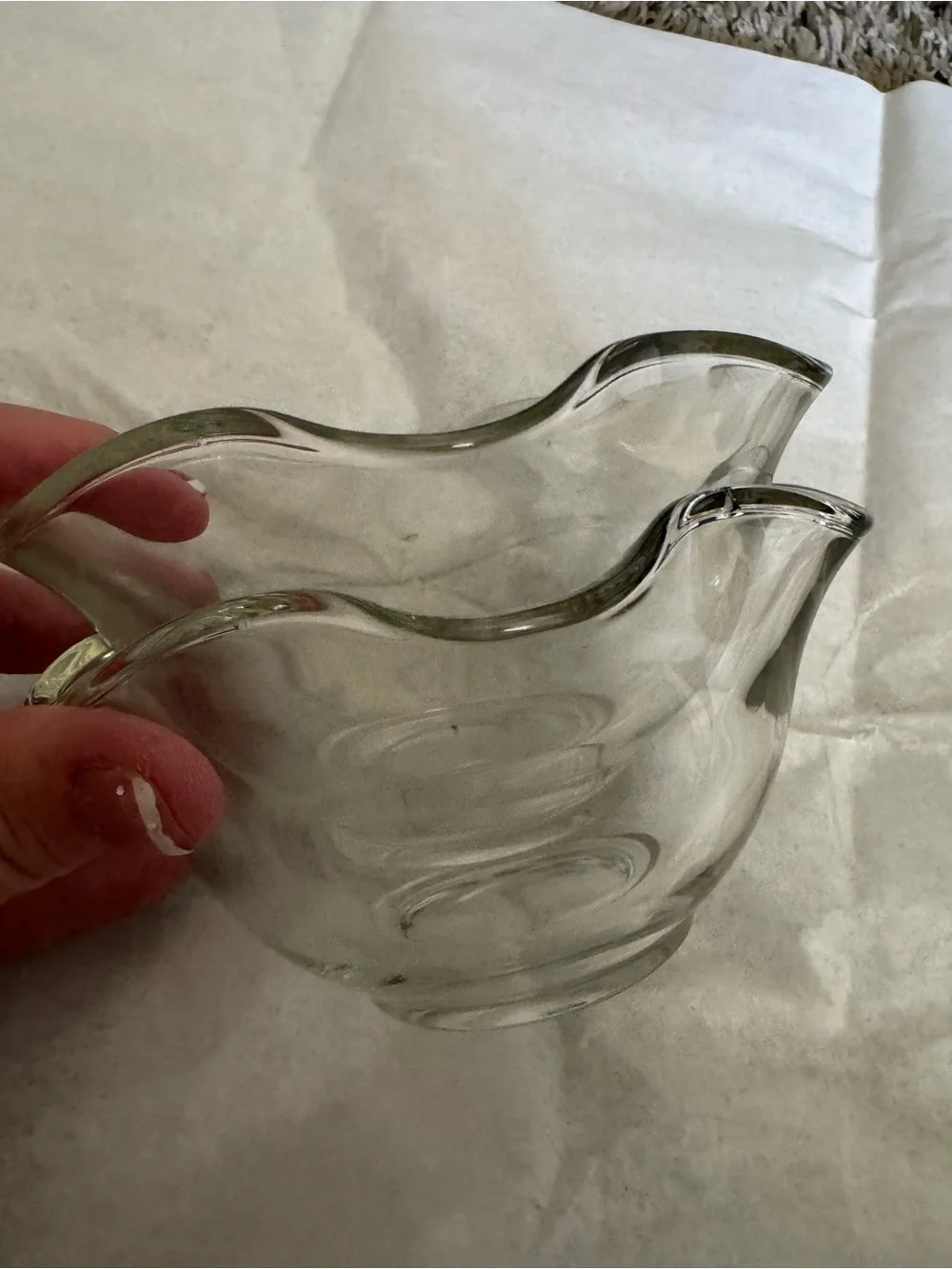 Vintage Clear Ruffled Glass Small Bowls / Dips & Dessert Dishes - Set of 2